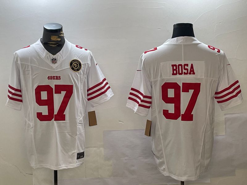 Men San Francisco 49ers #97 Bosa White three generations 2024 Nike Limited NFL Jersey style 2